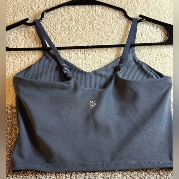 Athleta Girl Tank Top size Medium Cropped built in Bra Adjustable Strap Gray - Picture 4 of 13